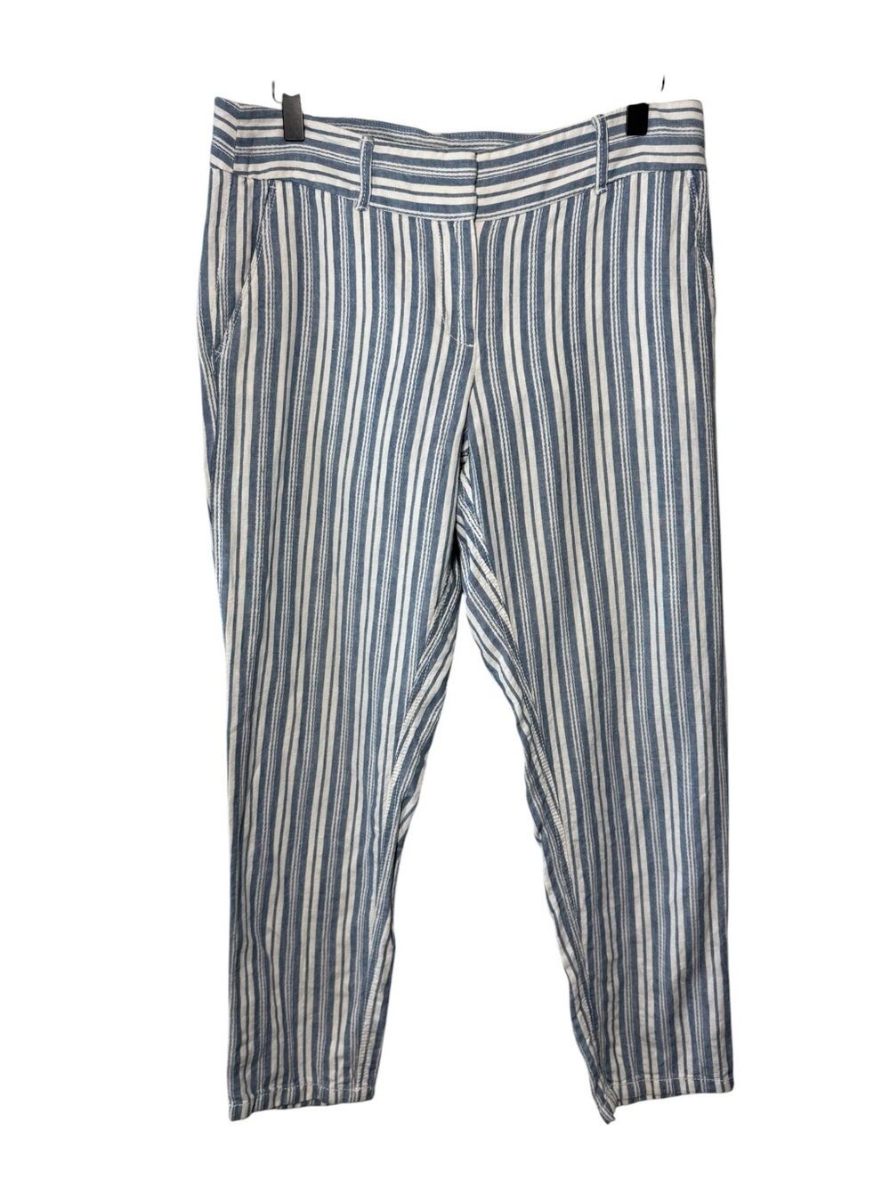 Ann Taylor LOFT Blue & White Striped Linen Cotton Pants Size 6